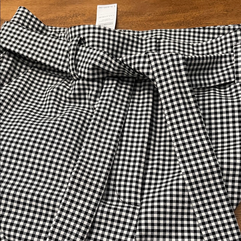 NWT White House Black Market Black and White Checkered Tapered Ankle Pants 10